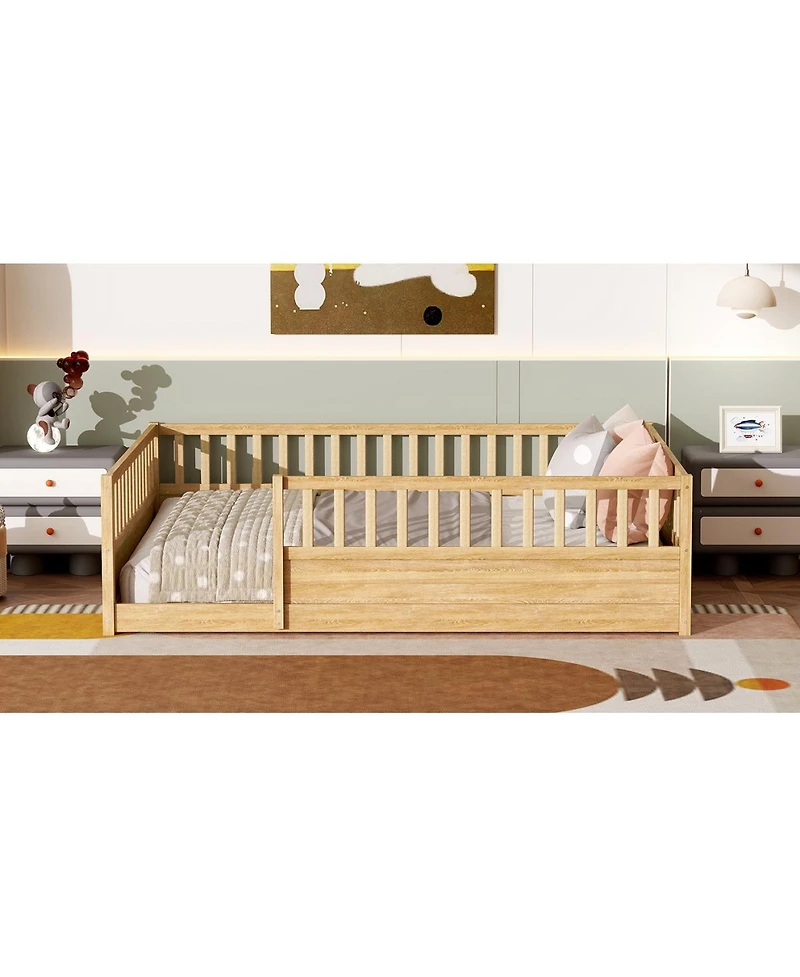 Streamdale Furniture Montessori Floor Bed with Safety Guardrails