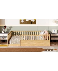 Streamdale Furniture Montessori Floor Bed with Safety Guardrails