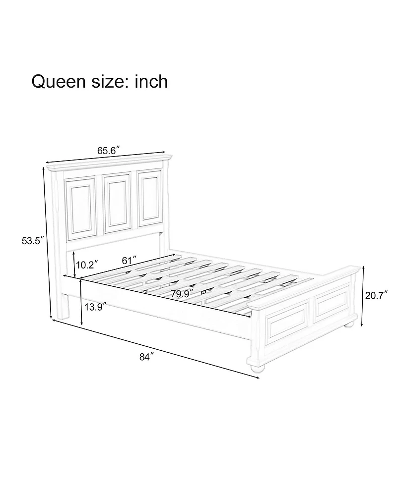 Streamdale Furniture Vintage Pinewood Queen Bed Frame