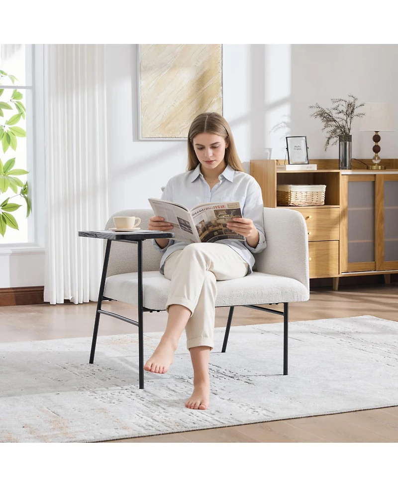 Streamdale Furniture Modern Upholstered Lounge Chair with Side Table and Pockets