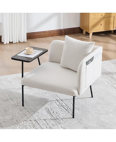 Streamdale Furniture Modern Upholstered Lounge Chair with Side Table and Pockets