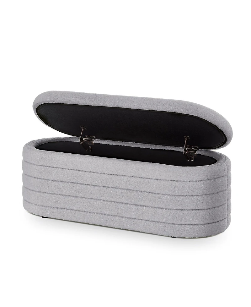 Streamdale Furniture Modern Oval Upholstered Storage Ottoman Bench