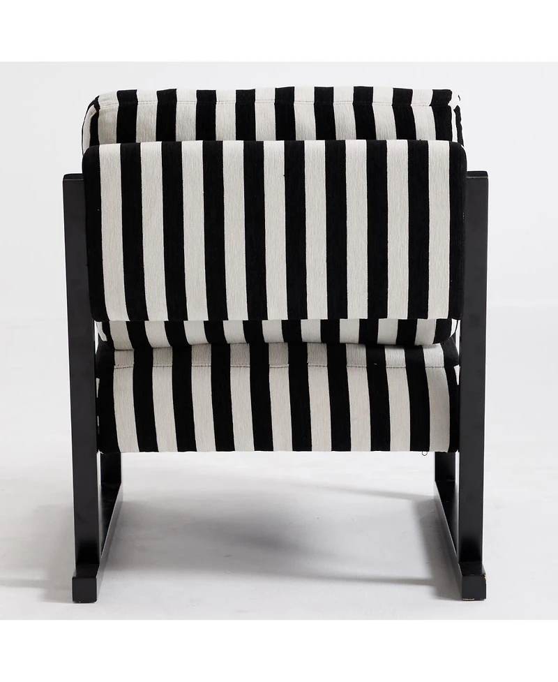 Streamdale Furniture Mid-Century Modern Striped Fabric Lounge Chair with Wooden Frame