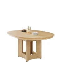 Streamdale Furniture Farmhouse Extendable Round Dining Table with 16'' Leaf Natural