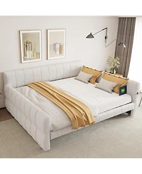 Streamdale Furniture King Size Upholstered Platform Bed with Usb