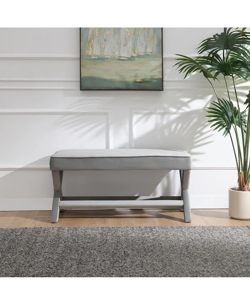 Streamdale Furniture velvet Double Bench with X-Crossed Legs