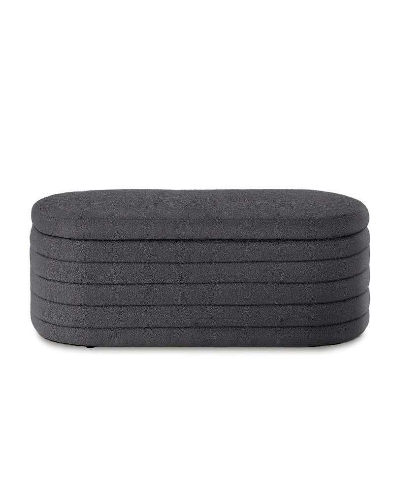 Streamdale Furniture Modern Oval Upholstered Storage Ottoman Bench