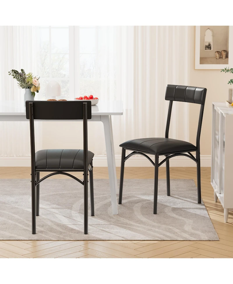 homfan Set of 2 Upholstered - 25.5" Industrial Bar Chairs with Backrest, Padded Kitchen Island Stools