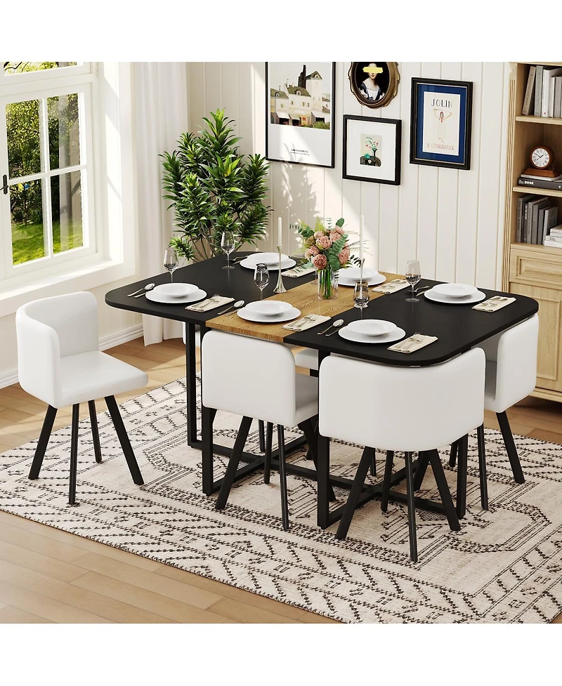Streamdale Furniture 6-Piece Modern Dining Table and Chair Set with Upholstered Seats