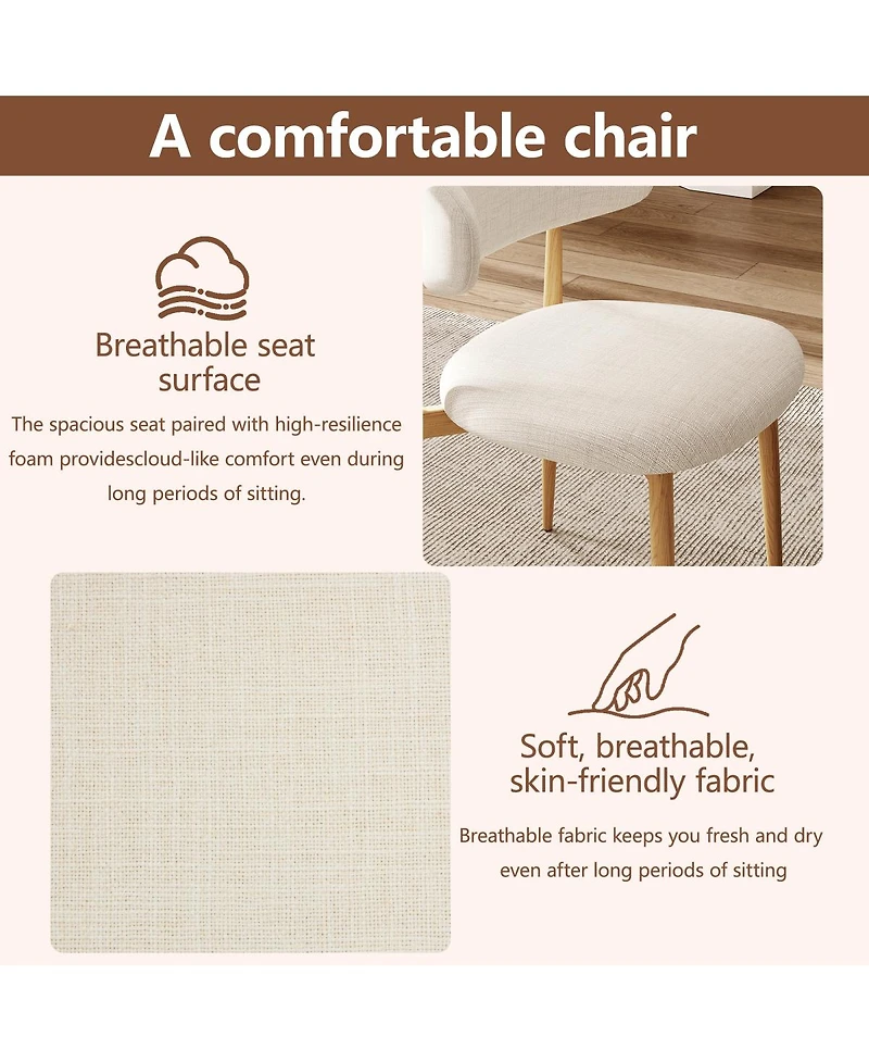 Streamdale Furniture Set of 4 Modern Upholstered Metal Dining Chairs