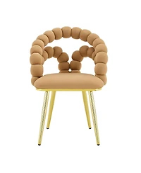 Streamdale Furniture Modern Velvet Bubble Back Dining Chairs with Gold Legs