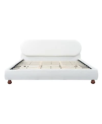 Streamdale Furniture Boucle Upholstered Bed with Rubber Wood Foot