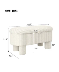 Streamdale Furniture Modern Corduroy Upholstered Storage Ottoman Bench
