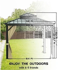 gaomon 10x10 Feet Hardtop Gazebo for All Weather, with Double Metal Roof, Aluminum Alloy Frame, Net, and Curtain, Permanent Building for Patio, Deck