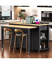 Streamdale Furniture 47'' Kitchen Island with Extendable Dining Table Storage and Power Outlet