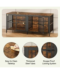 Streamdale Furniture 80'' Heavy-Duty 2-Door Dog Crate End Table and Tv Stand