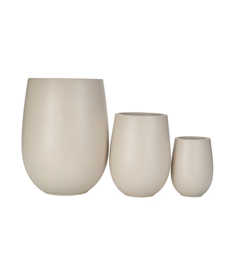 Streamdale Furniture 3-Piece Lightweight Mgo Round Outdoor Planter Set with Drainage Holes