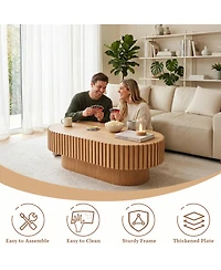 Streamdale Furniture Mid-Century Modern Fluted Oval Coffee Table 43.1''
