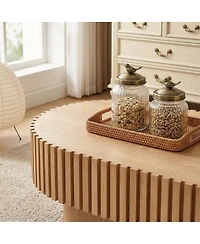 Streamdale Furniture Mid-Century Modern Fluted Oval Coffee Table 43.1''