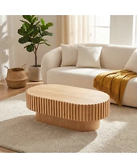 Streamdale Furniture Mid-Century Modern Fluted Oval Coffee Table 43.1''