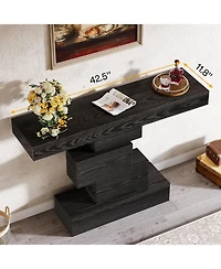 Tribesigns Farmhouse Console Table, 42.5-Inch Narrow Wood Sofa Table Behind Couch with Geometric Base, Table