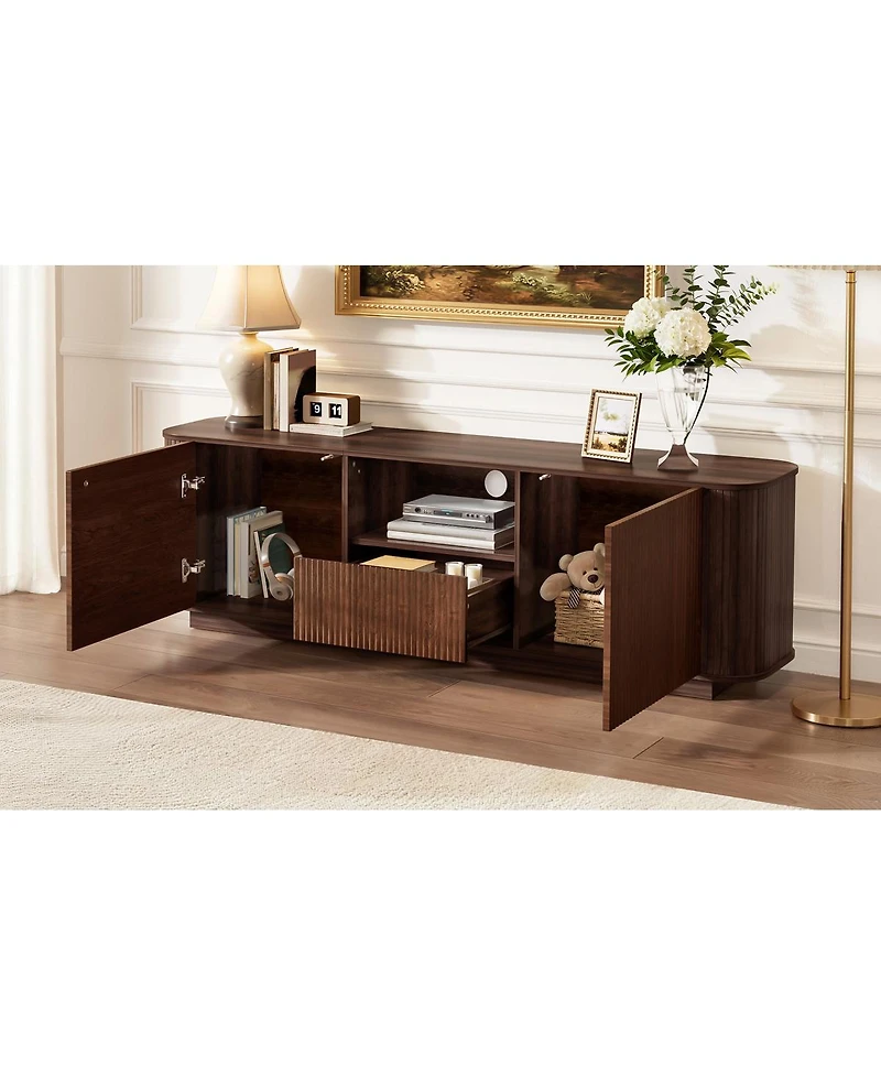 Streamdale Furniture 70-inch Modern Tv Stand for TVs up to 80'' with Storage and Curved Corners