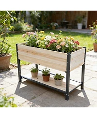 Streamdale Furniture Solid Wood and Iron Raised Garden Bed - Reversible and Replaceable Panels