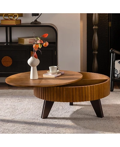 Streamdale Furniture 31.5'' Retro Round Coffee Table with Storage