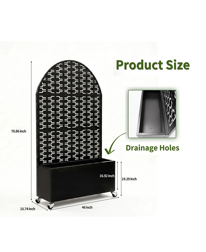 Streamdale Furniture Arched Metal Privacy Screen with Planter Box 70.87'' Tall