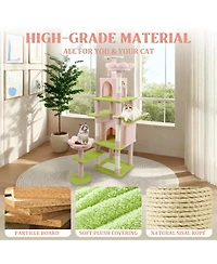 Streamdale Furniture Flower Cat Tree with Large Condo Removable Cushion and Hammock