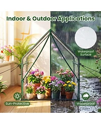 Sugift Mini Greenhouse Metal Frame with Waterproof Bottom Mat and Wind Ropes