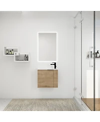 Sillysis 22 Inch Wall Mounted Bathroom Vanity with Ceramic Sink, Soft Close Door, Modern Floating Cabinet