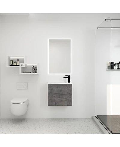 Sillysis 22 Inch Wall Mounted Bathroom Vanity with Ceramic Sink, Soft Close Door, Modern Floating Cabinet