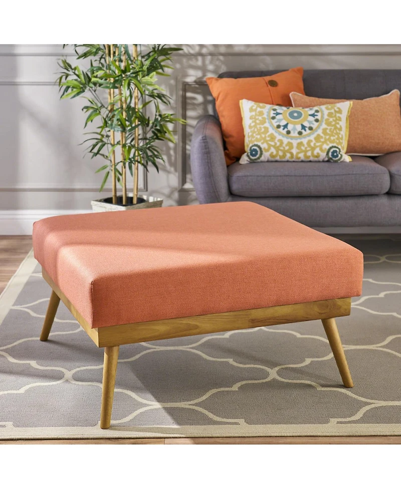 Streamdale Furniture 33'' Large Square Upholstered Farmhouse Ottoman Coffee Table