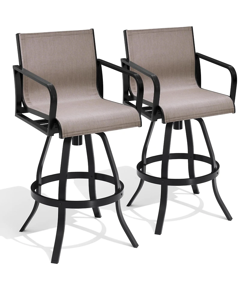 Pellebant Outdoor Indoor Aluminum Swivel Patio Bar Stools Dining Chairs with Sunbrella Fabric