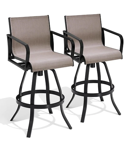 Pellebant Outdoor Indoor Aluminum Swivel Patio Bar Stools Dining Chairs with Sunbrella Fabric