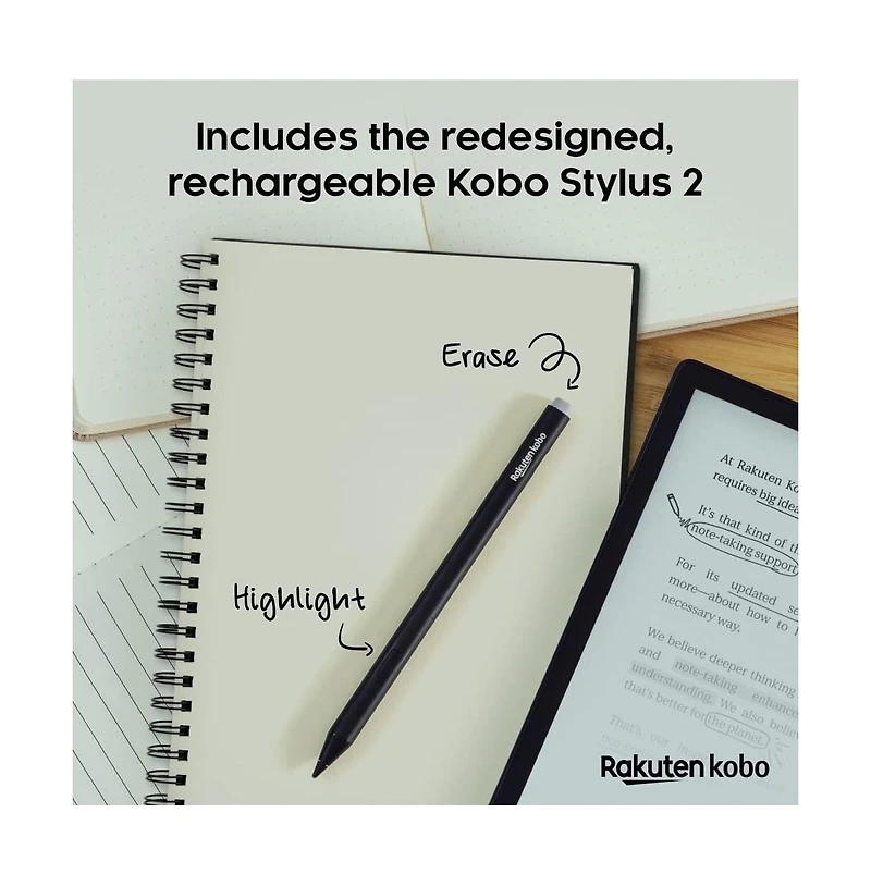 Kobo Elipsa 2E eReader | 10.3" Glare-Free Touchscreen with ComfortLight Pro | Includes Kobo Stylus 2 | Carta E Ink Technology | 32GB of Storage