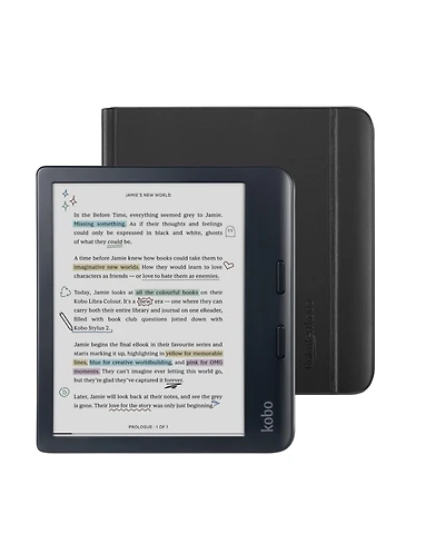 Kobo Libra 32GB Colour eReader with Notebook SleepCover Case Bundle