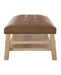Streamdale Furniture 48'' Tufted Rectangle Ottoman Coffee Table with Storage Shelf and Nailhead Trim
