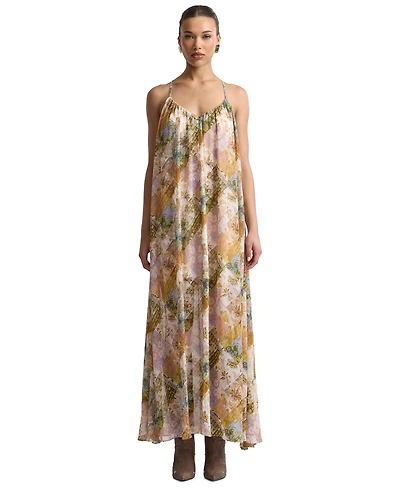 Avec Les Filles Women's Plunging Neckline A-Line Dress