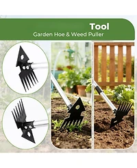 Xdovet 2-in-1 Weed Puller Dual-head Garden Hoe Weeder Long Handle Manganese Steel