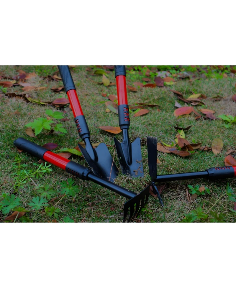 Xdovet Garden Tool Set 4-Piece Non-Slip Trowel Transplanter Cultivator Rake