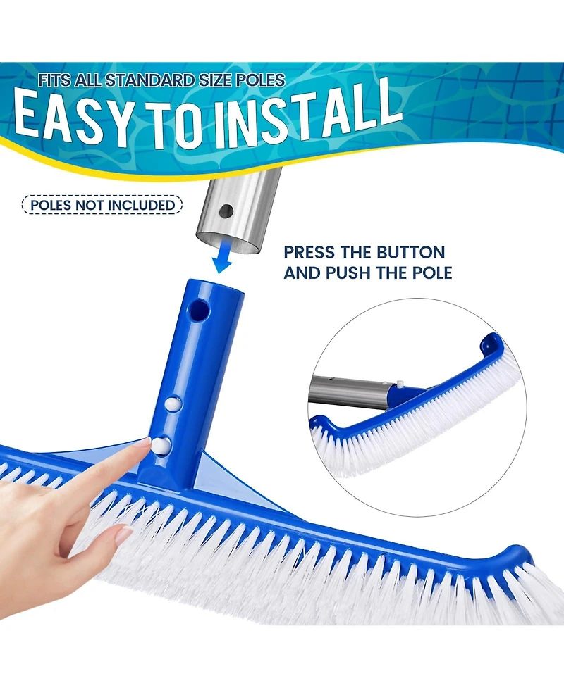 Xdovet Pool Brush Head Strong Bristle Ez Clip Walls Tiles Floors
