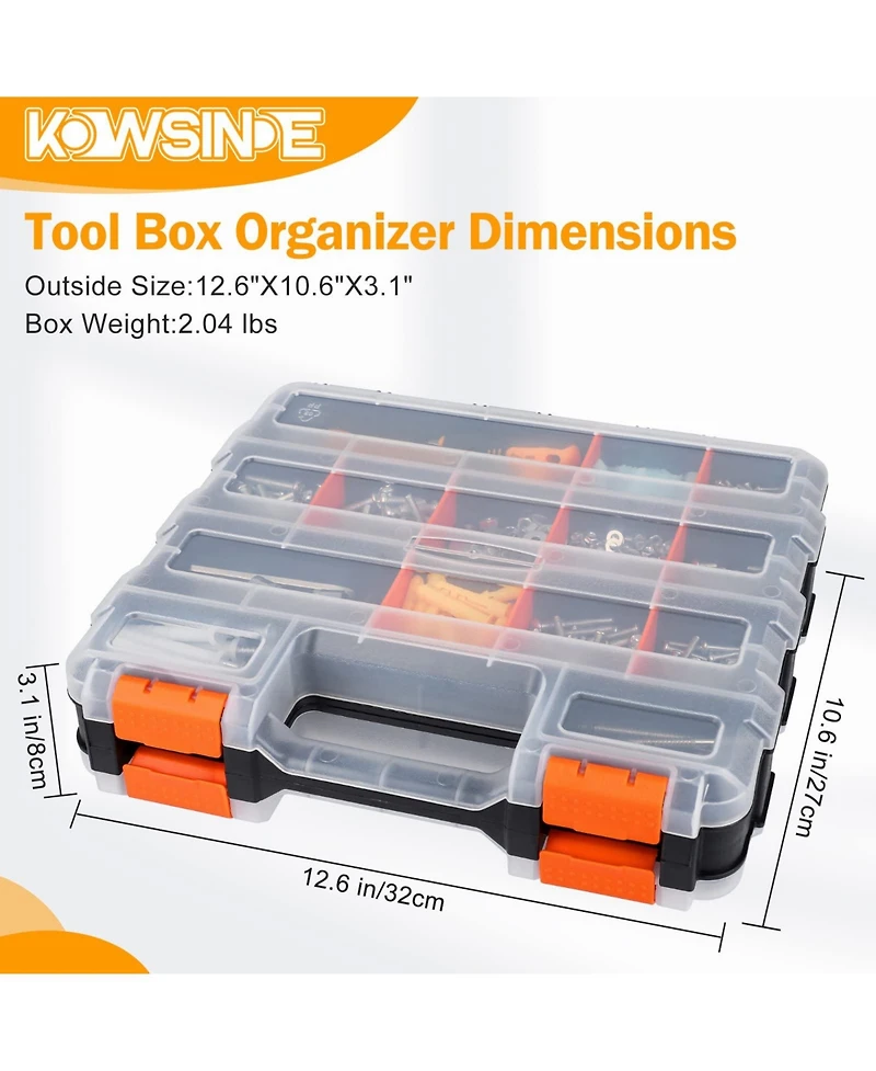 Xdovet Double Side Tool Organizer 34 Compartments Removable Dividers