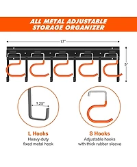 Xdovet Metal Garden Tool Organizer Wall Mount Hooks Hangers Shed Storage Rack