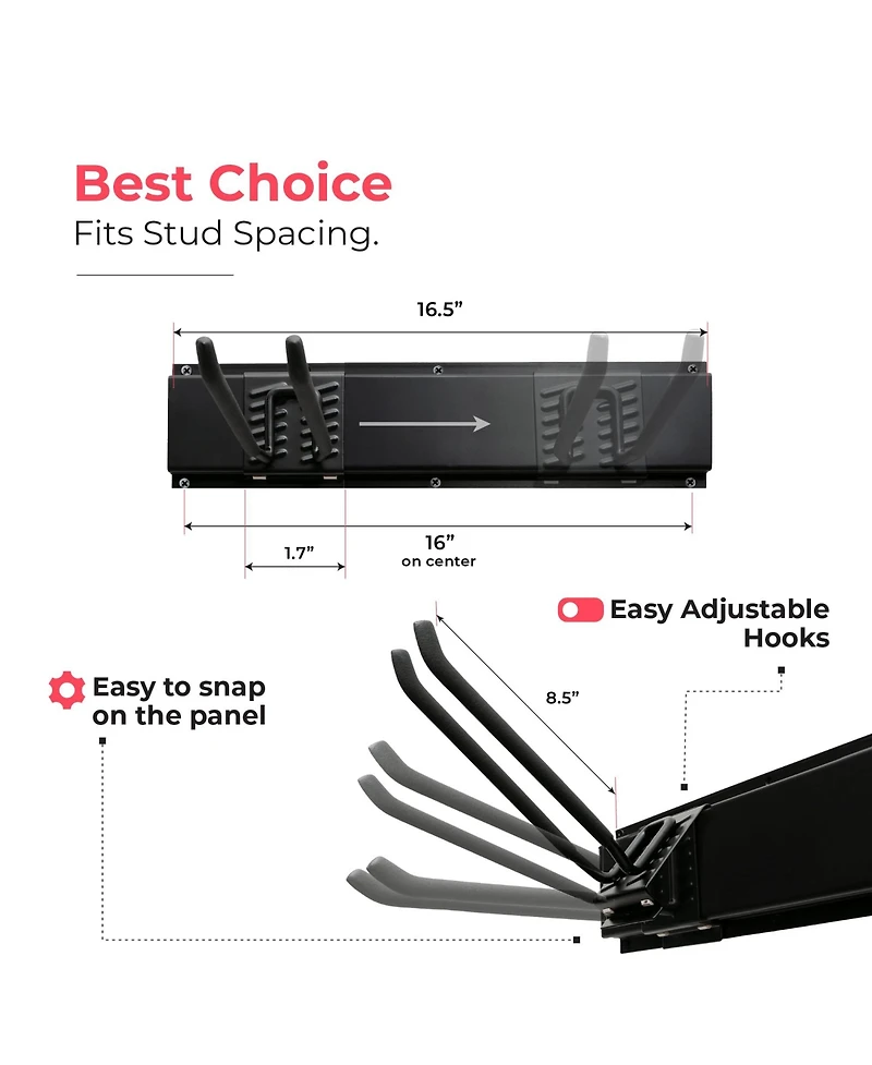Xdovet Wall-mounted storage rack with adjustable hooks