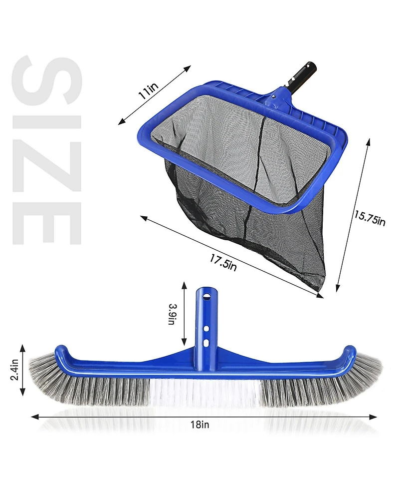 Xdovet Pool Brush Skimmer Kit Wall Cleaning Leaf Net Tool