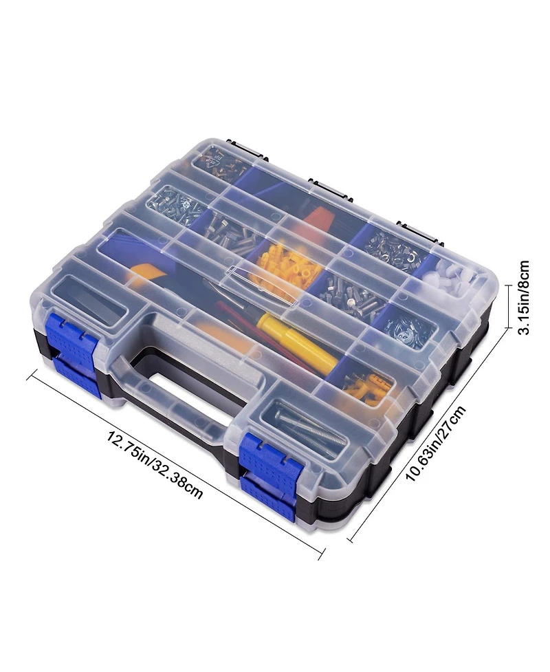 Xdovet 2-pack Small Parts Organizer Box Double Side Removable Dividers Hardware Storage