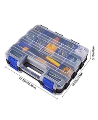Xdovet 2-pack Small Parts Organizer Box Double Side Removable Dividers Hardware Storage