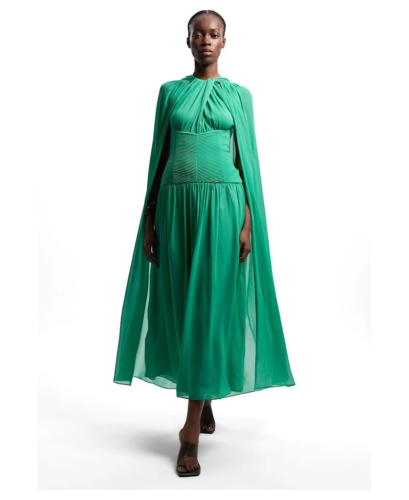 Karen Millen Women's Halter Cape Maxi Dress